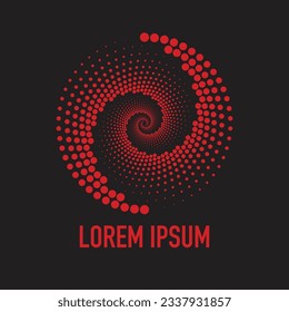 Abstract Dotted spiral vortex logo design template.  Geometric dot circle science Universal energy tech  sign. 