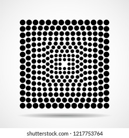 Abstract dotted square. Dots in square form. Halftone effect. Vector