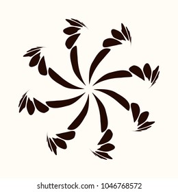 Abstract dotted star. Halftone effect surface. Black dots on white background. Black and white sunburst. Eight-pointed star. Black sun. Vector illustration.