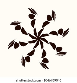 Abstract dotted star. Halftone effect surface. Black dots on white background. Black and white sunburst. Eight-pointed star. Black sun. Vector illustration.