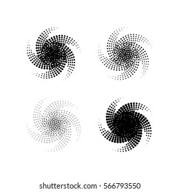 Abstract dotted star. Halftone effect surface. Black dots on white background. Black and white sunburst.