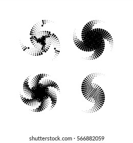 Abstract dotted star. Halftone effect surface. Black dots on white background. Black and white sunburst.