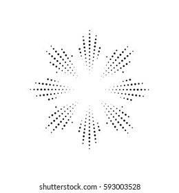 Abstract dotted star. Halftone effect surface. Black dots on white background. Black and white sunburst