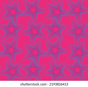 Abstrakter gepunkteter Sternenfisch Vektor nahtlose Muster optische Illusion Psychedelisches Design Perfekt für Allover Stoffdruck oder Papier Fuchsia Hintergrund