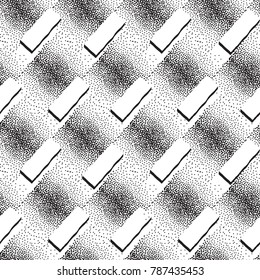 Abstract dotted stripe line seamless pattern. Black and white geometric texture. Ornamental dot background