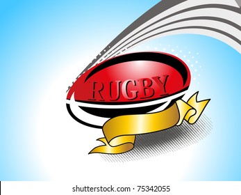 fondo abstracto de rayas punteadas con rugby aislado, cinta dorada