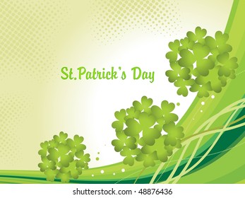 abstract dotted, stripes background with shamrock bunch