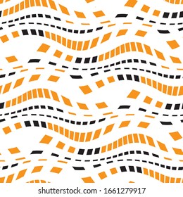 Abstract dotted stripes pattern, wave, seamless vector background.