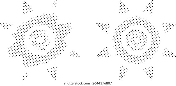 Abstract dotted sunburst design elements pair