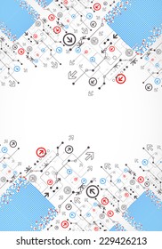 Abstract dotted technological background with various technological elements