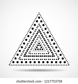 Abstract dotted triangle. Dots in triangle form. Halftone effect. Vector