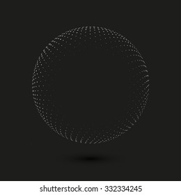 Abstract dotted vector background. 3d sphere