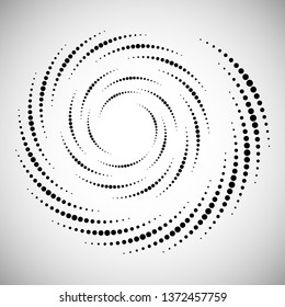 Resumen de fondo vectorial con puntos. Efecto semitónico. Fondo o icono punteado en espiral