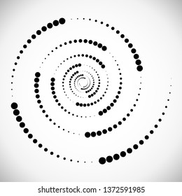 Abstract dotted vector background. Halftone effect. Spiral dotted background or icon