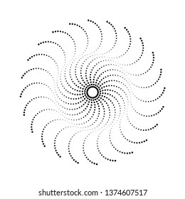 Abstract dotted vector background. Halftone effect. Spiral dotted background or icon