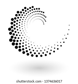 Abstract dotted vector background. Halftone effect. Spiral dotted background or icon