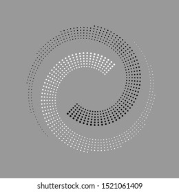 Abstract dotted vector background. Halftone effect. Spiral dotted background or icon. Yin and yang style