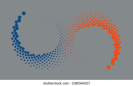 Abstract dotted vector background. Halftone effect. Spiral dotted background or icon. Yin and yang style