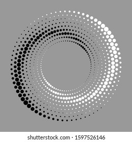 Abstract dotted vector background. Halftone effect. Spiral dotted background or icon. Yin and yang style