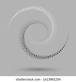 Abstract dotted vector background. Halftone effect. Spiral dotted background or icon. Yin and yang style