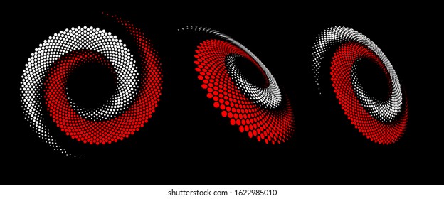 Abstract dotted vector background. Halftone effect. Spiral dotted background or icon. Yin and yang style