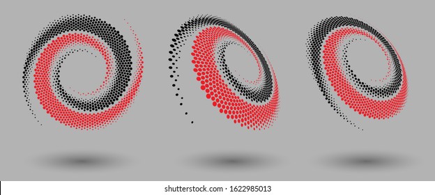 Abstract dotted vector background. Halftone effect. Spiral dotted background or icon. Yin and yang style