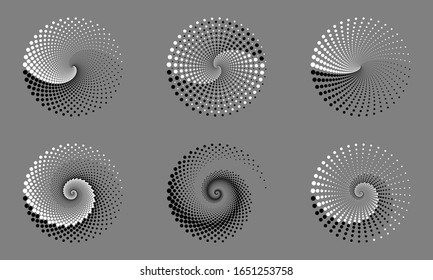 Abstract dotted vector background. Halftone effect. Spiral dotted background or icon. Yin and yang style