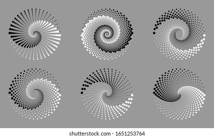 Abstract dotted vector background. Halftone effect. Spiral dotted background or icon. Yin and yang style