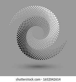 Abstract dotted vector background. Halftone effect. Spiral dotted background or icon. Yin and yang style. Vector EPS10 illustration.