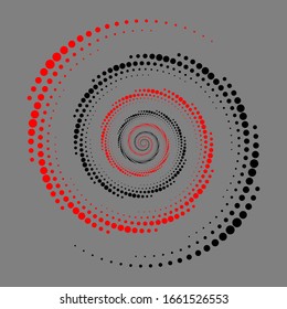 Abstract dotted vector background. Halftone effect. Spiral dotted background or icon. Yin and yang style