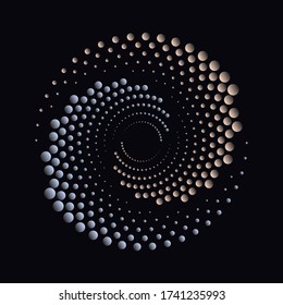 Abstract dotted vector background. Halftone effect. Spiral dotted background or icon. Optical illusion with Yin and Yang style.