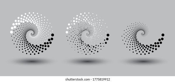 Abstract dotted vector background. Halftone effect. Spiral dotted background or icon. Yin and yang style