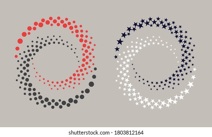 Abstract dotted vector background. Halftone effect. Spiral dotted background or icon. Yin and yang style