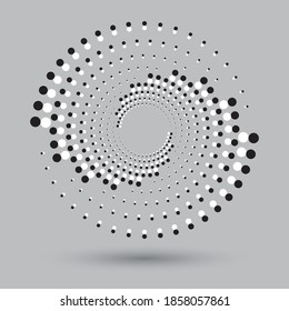 Abstract dotted vector background. Halftone effect. Spiral dotted background or icon. Yin and yang style.