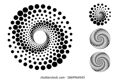 Abstract dotted vector background. Halftone effect. Spiral dotted background or icon. Yin and yang style