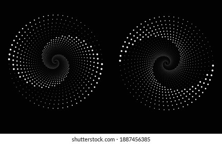 Abstract dotted vector background. Halftone effect. Spiral dotted background or icon. Yin and yang style