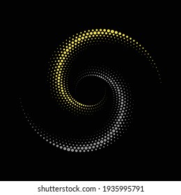 Abstract dotted vector background. Halftone effect with trend colors. Spiral dotted background or icon in yin and yang style.