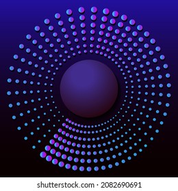 Abstract dotted vector background. Halftone effect with stars. Spiral dotted background or icon. Yin and yang style