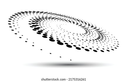 Abstract dotted vector background. Halftone effect. Spiral dotted background or icon with perspective.