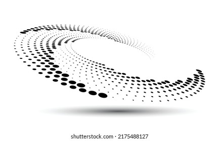 Abstract dotted vector background. Halftone effect. Spiral dotted background or icon. Circle with perspective.