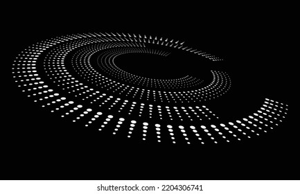 Abstract dotted vector background. Halftone effect. Circle dotted background or icon. Circle with perspective.