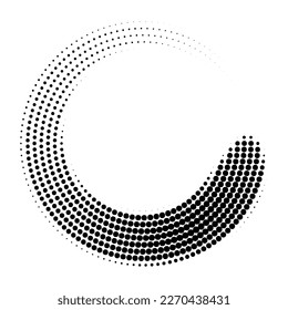Abstract dotted vector background. Halftone effect. Halftone dotted background circularly distributed. Circle dots isolated on the white backdrop for advertisement. Minimal geometric design template svg