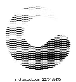 Abstract dotted vector background. Halftone effect. Halftone dotted background circularly distributed. Circle dots isolated on the white backdrop for advertisement. Minimal geometric design template