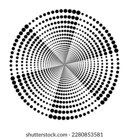 Abstract dotted vector background. Halftone effect. Halftone dotted background circularly distributed. Circle dots isolated on the white backdrop for advertisement. Minimal geometric design template