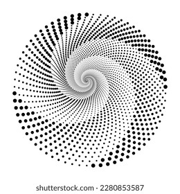 Abstract dotted vector background. Halftone effect. Halftone dotted background circularly distributed. Circle dots isolated on the white backdrop for advertisement. Minimal geometric design template