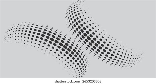 Abstract dotted vector background. Halftone effect. Spiral dotted background or icon. Circle with perspective. Yin and yang style.