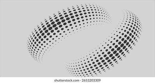 Abstract dotted vector background. Halftone effect. Spiral dotted background or icon. Circle with perspective. Yin and yang style.