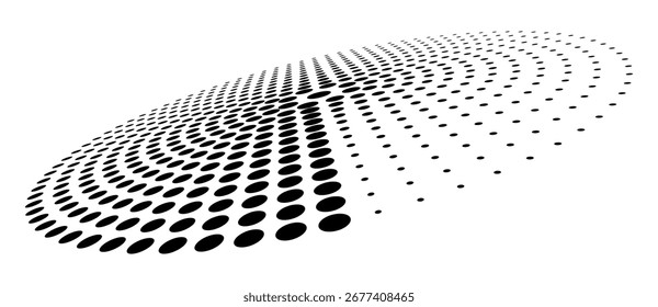 Abstract dotted vector background. Halftone effect. Circle dotted background or icon. Spiral with perspective.