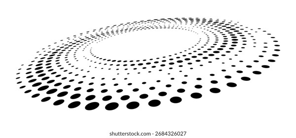 Abstractas fondo de Vector punteado. Efecto semitono. Círculo de fondo punteado o icono. Espiral con perspectiva.