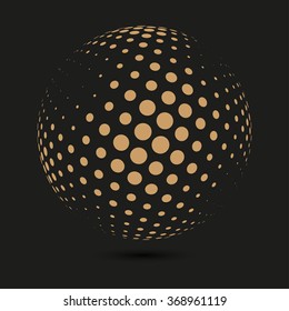 Abstract dotted vector background. Halftone effect. 3d sphere